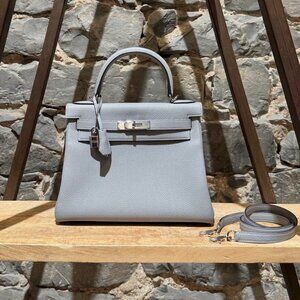 Hermès 2025 Gris Pantin Togo Kelly Retourne 28 PHW Bag
